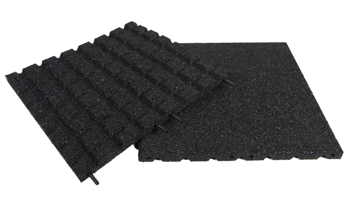Dalles caoutchouc noires pour spas et piscines, 2x2 mètres.