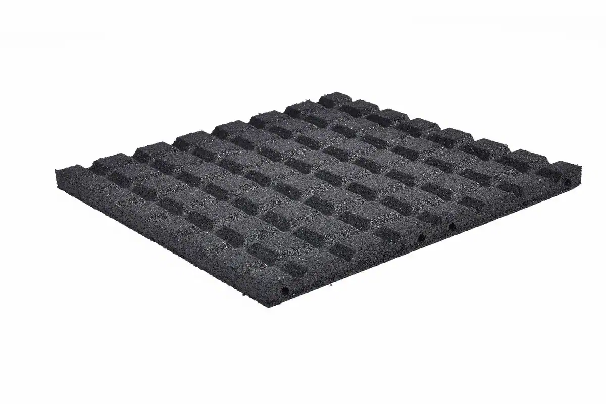Dalles caoutchouc noires pour spas et piscines, 2x2 mètres.