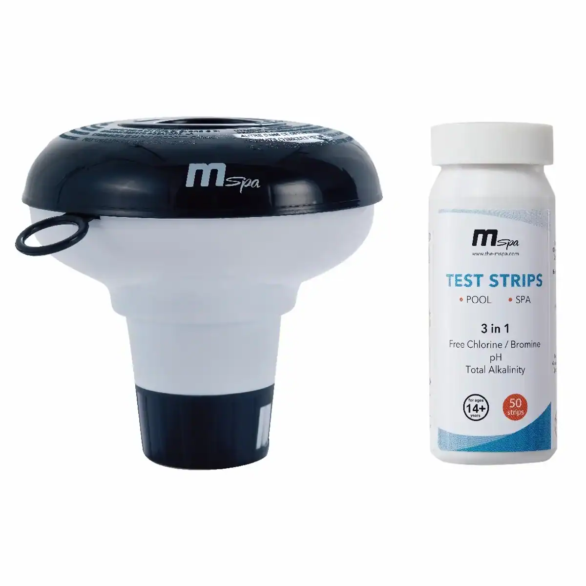 Kit de test pour piscine et spa, avec bandelettes de test et appareil de mesure.