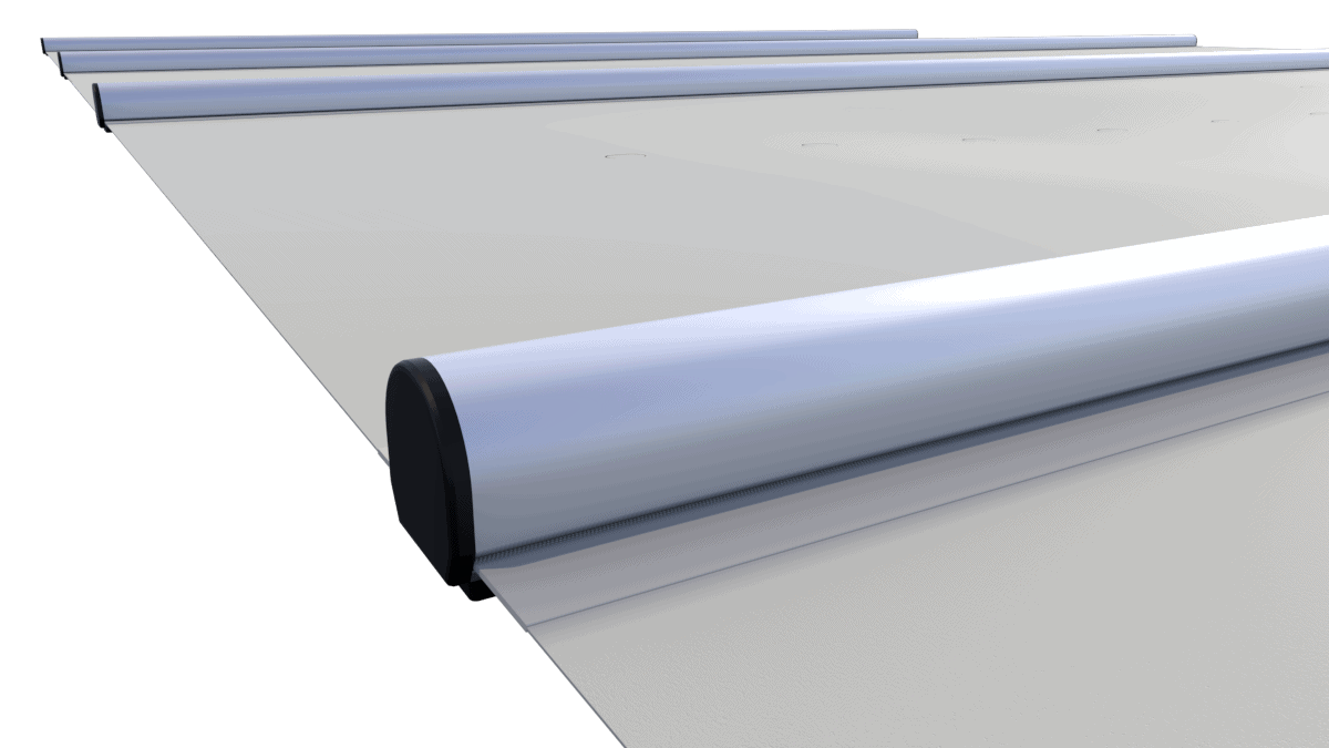 Couverture de sécurité "Segment" en gris clair pour piscines, par m², offre sécurité et protection.