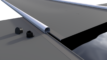 Couverture de sécurité pour piscine en gris foncé, forme segment, facile à installer.