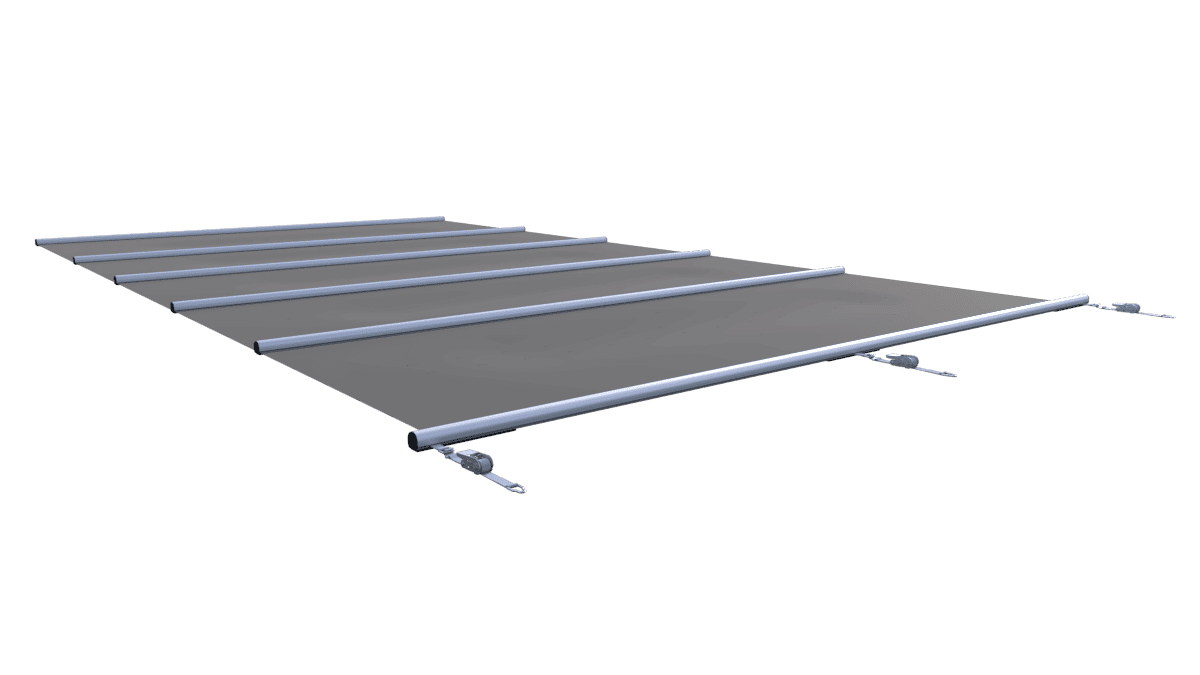 Couverture de sécurité pour piscines en gris foncé, forme segment, au m².