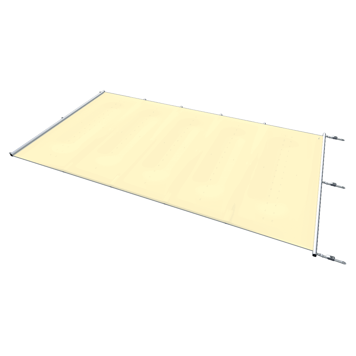 Bâche de sécurité pour piscines, couleur vanille, avec bord solide et systèmes de fixation.