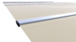 Couverture de sécurité pour piscines, couleur beige, facile à installer et sûre.