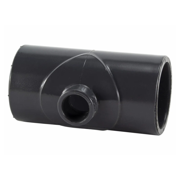 Raccord en T PVC 50 x 20 x 50 mm pour conduites de piscine et installations d'eau.