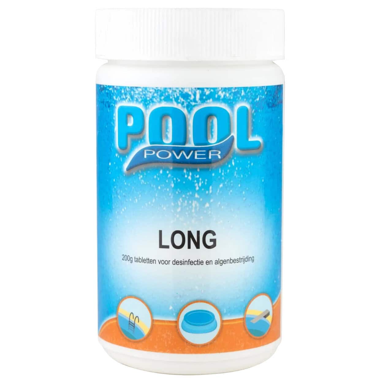 Pastilles Zwembad Power Long pour la désinfection et le traitement anti-algues.