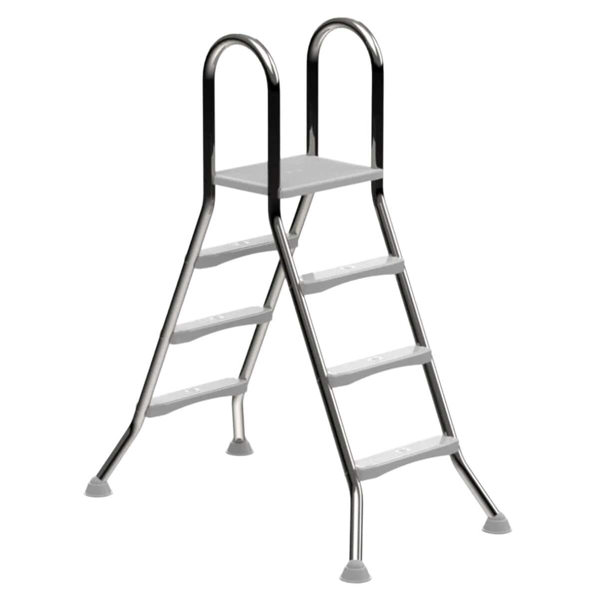 Escalier de piscine en inox avec 2x3 marches pour un accès sécurisé à la piscine.