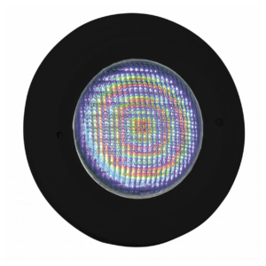 Lampe de piscine LED noire avec motif d'éclairage coloré pour set encastrable.