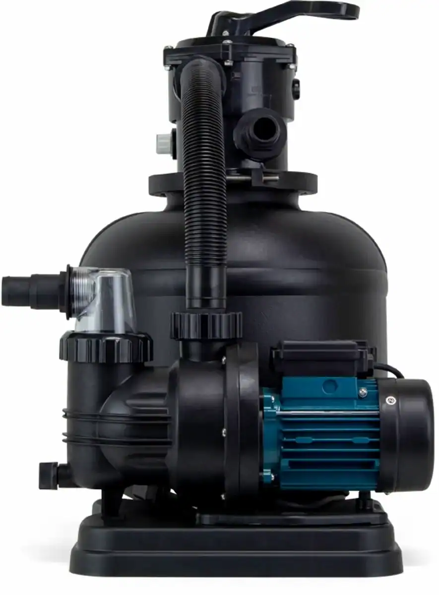 Kit filtre à sable DK 400 pour piscines, capacité de 6 m³/h, comprenant filtre et pompe.