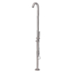 Douche extérieure en acier inoxydable brossé pour piscine et jardin.