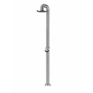 Douche extérieure en inox brossé pour jardin et piscine.
