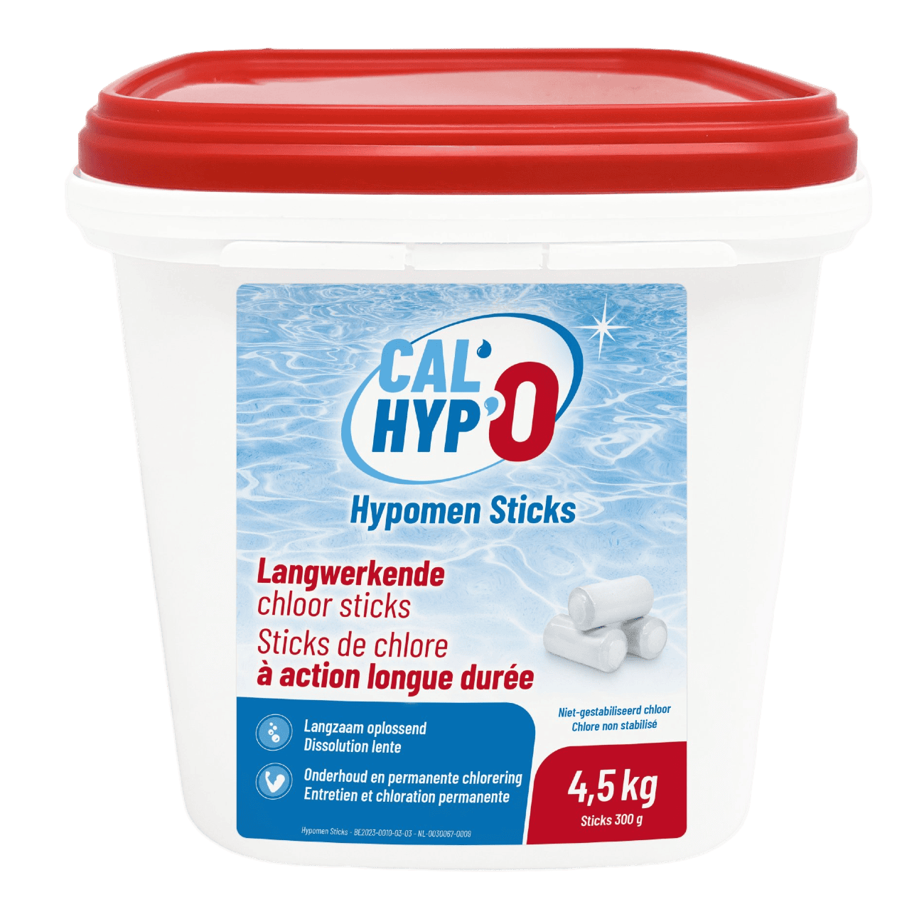 Bâtonnets de chlore Cal-Hypo O pour l'entretien de la piscine, 4,5 kg, action prolongée.