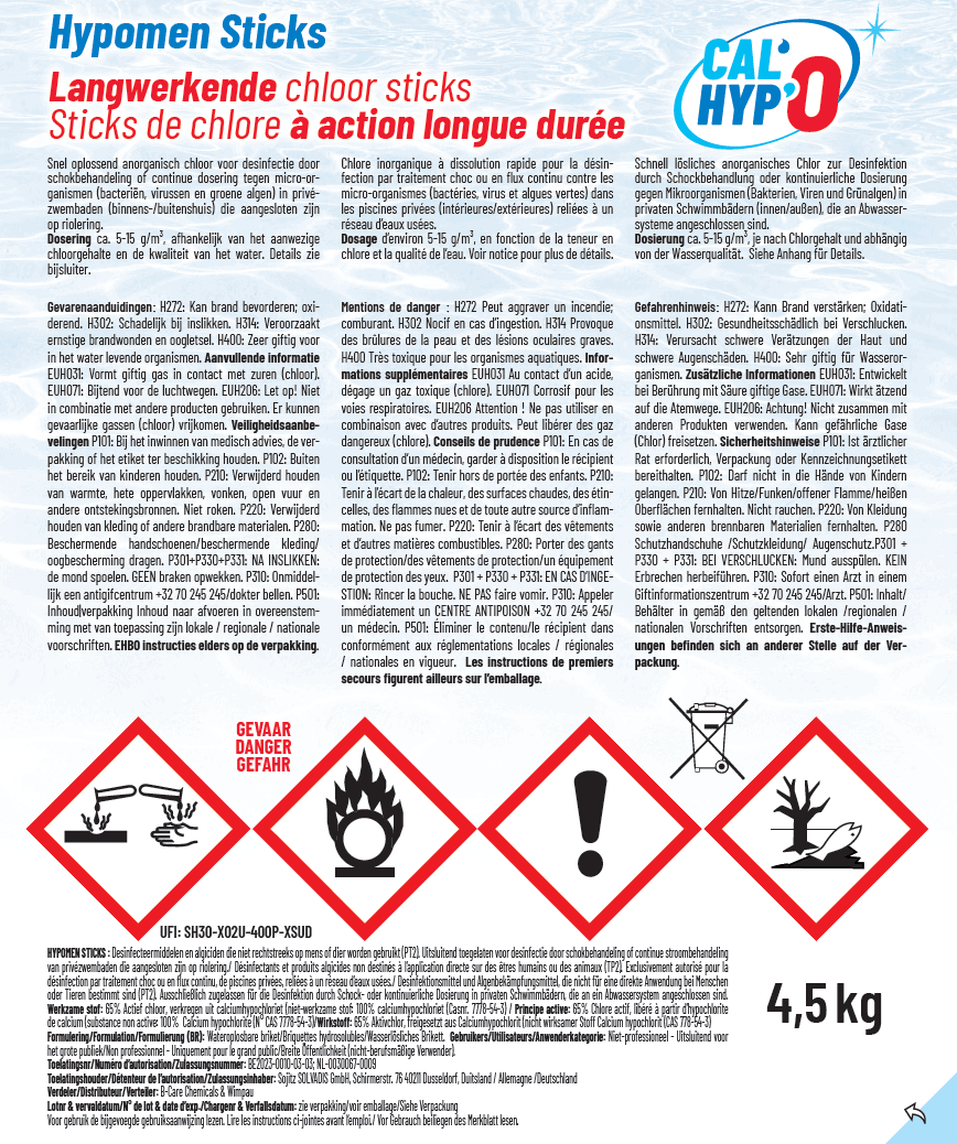 Galets de chlore longue durée pour piscine, 4,5 kg, utilisation facile.