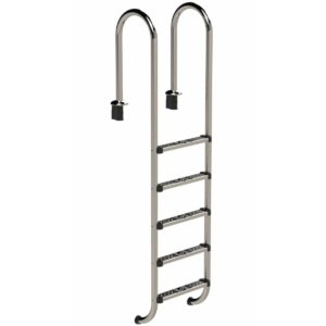 Escalier de sécurité inox pour piscine, 5 marches, adapté à la piscine IDEAL Muro.