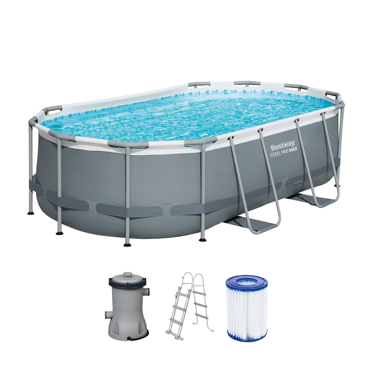 Piscine ovale Bestway Power Steel - 427 x 250 x 100 cm - avec pompe filtrante et accessoires