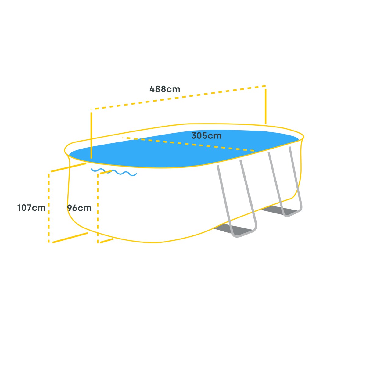 Piscine ovale Bestway Power Steel - 488 x 305 x 107 cm - avec pompe de filtration et accessoires