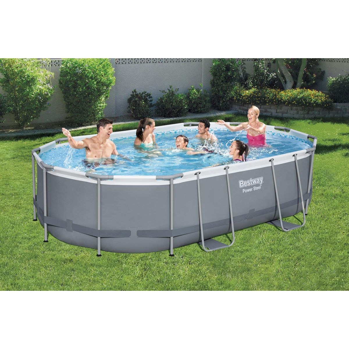 Piscine ovale Bestway Power Steel - 488 x 305 x 107 cm - avec pompe de filtration et accessoires