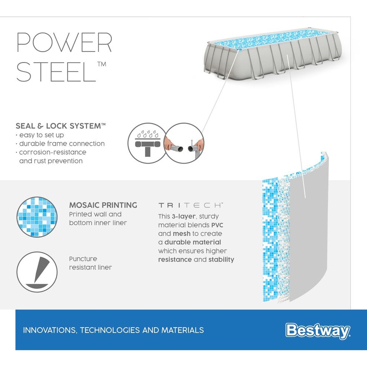 Piscine Bestway Power Steel - 640 x 274 x 132 cm - avec pompe à filtre à sable et accessoires