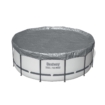 Piscine pliable en acier et polyester, idéale pour la fraîcheur estivale.