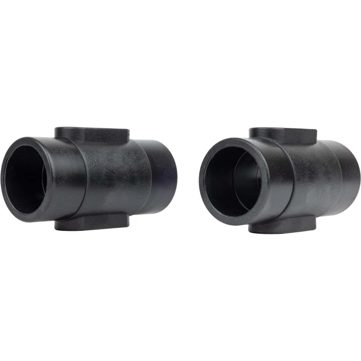 Raccord en T en PVC noir pour canalisations d'eau de piscine, adapté aux installations d'eau.