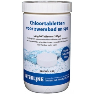 Comprimés de chlore pour piscine et spa, 200 g, désinfection longue durée.