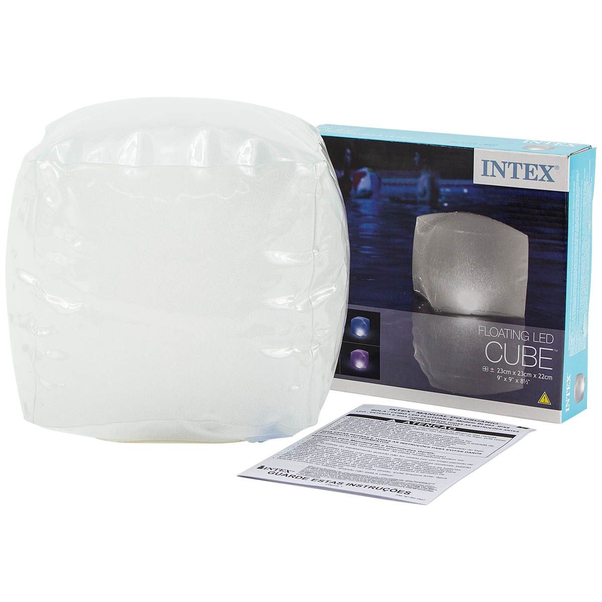 Ballon de piscine LED gonflable avec cube lumineux pour la décoration et l'ambiance de la piscine.