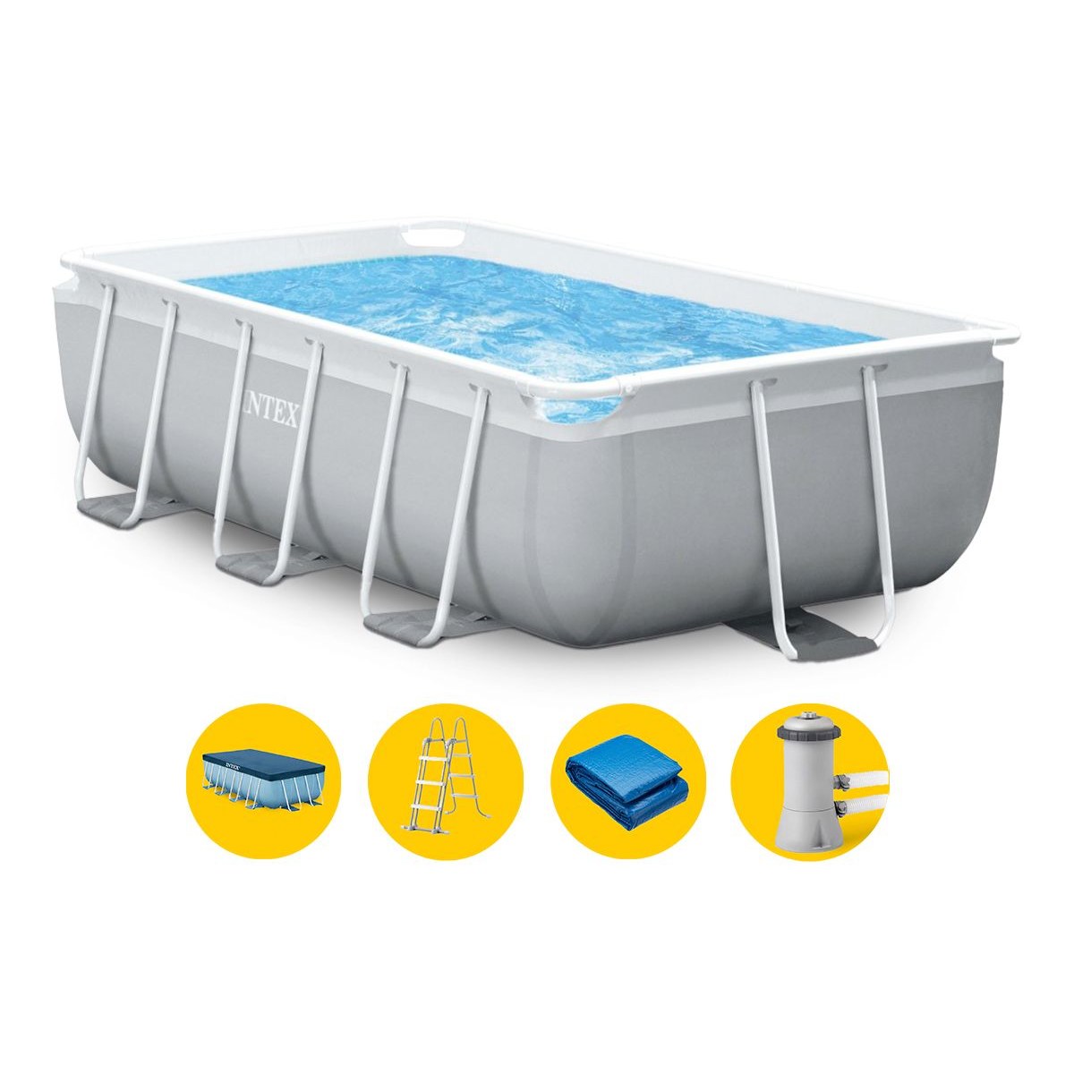 Piscine Intex Prism Frame - 488 x 244 x 107 cm - avec pompe de filtration et accessoires