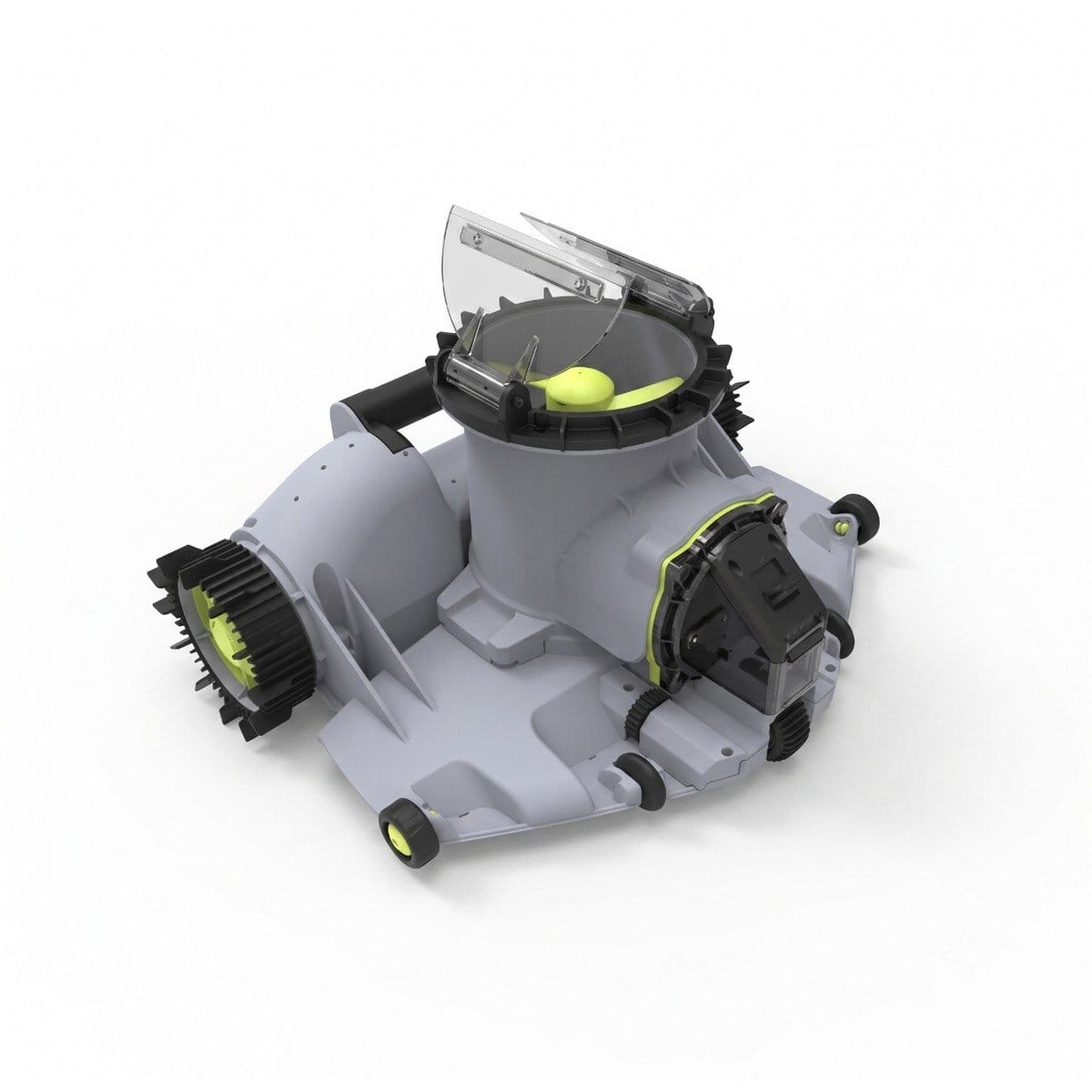 Aspirateur robot de piscine robuste avec nettoyage automatique.