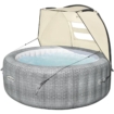 Spa de nage avec abri pour détente et confort.