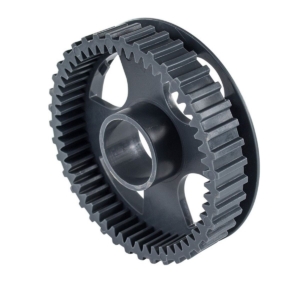 Roue dentée robuste pour pompes et filtres de piscine, construction en plastique durable.
