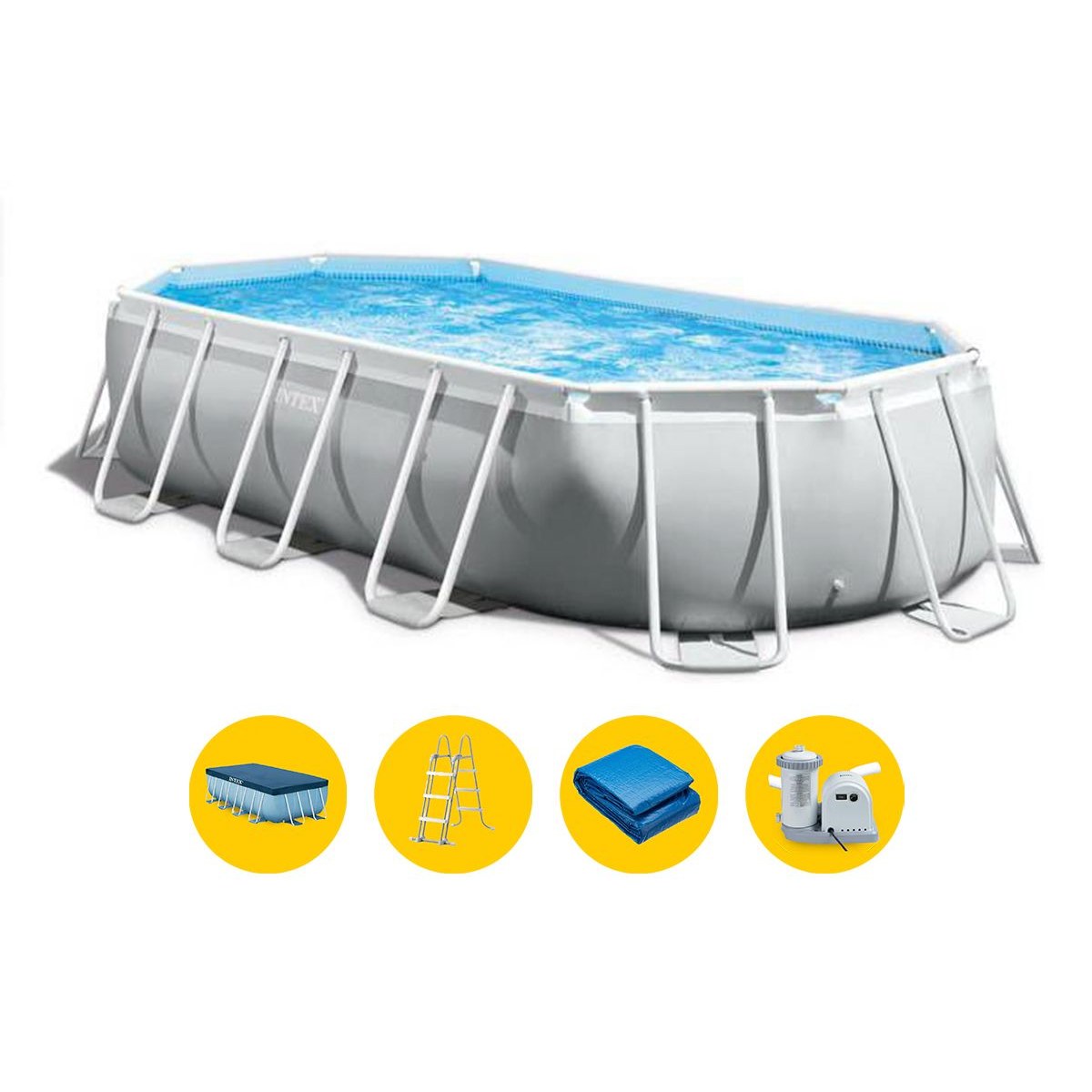 Piscine ovale Intex Prism Frame - 503 x 274 x 122 cm - avec pompe a filtre et accessoires