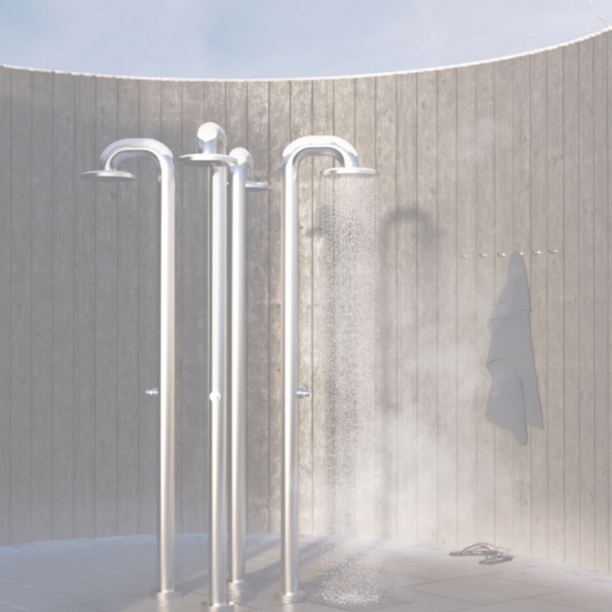 JEE-O Fatline Push douche extérieure hors gel - Inox brossé