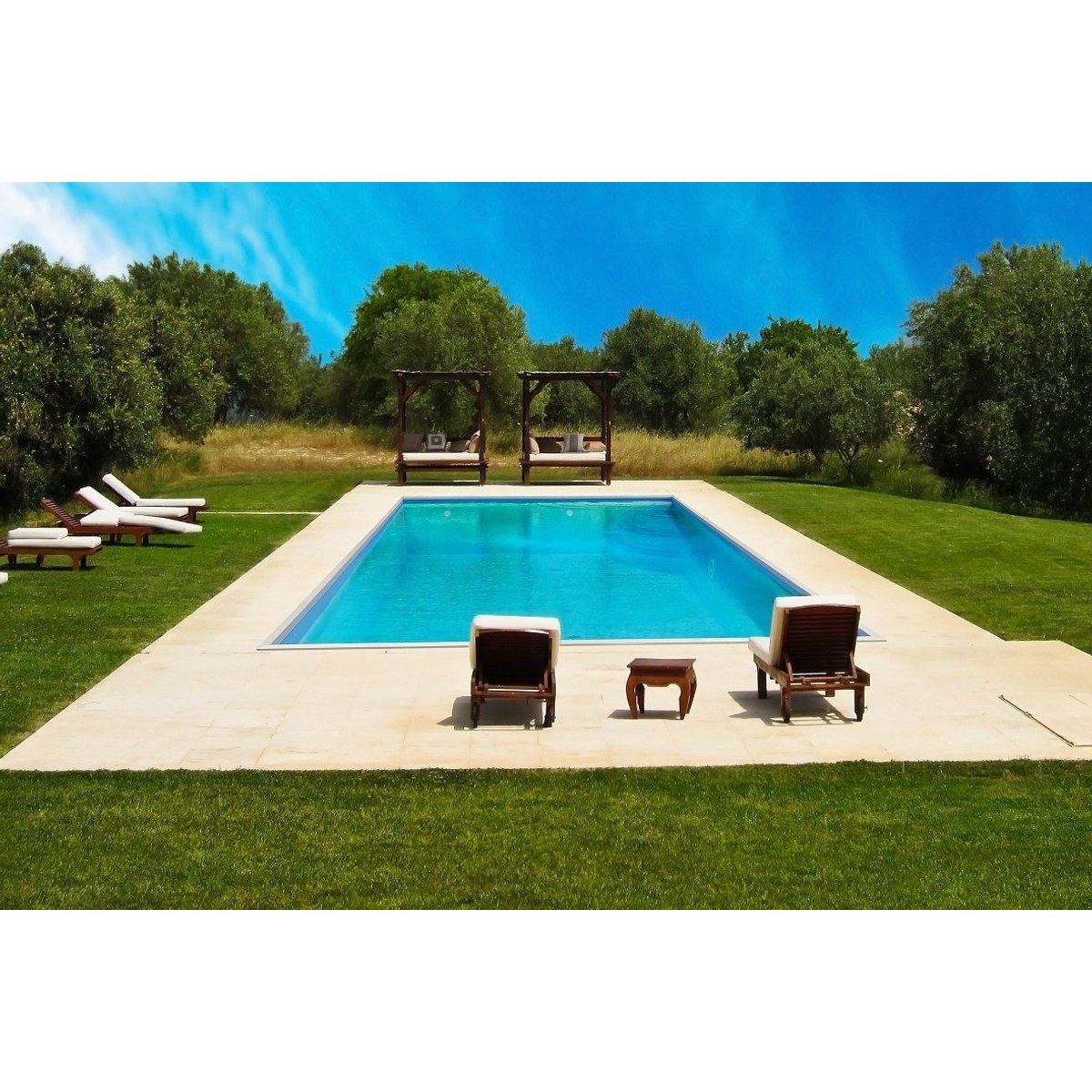 Piscine en polypropylène avec escalier d'angle - 4,50 x 3,10 x 1,50 m