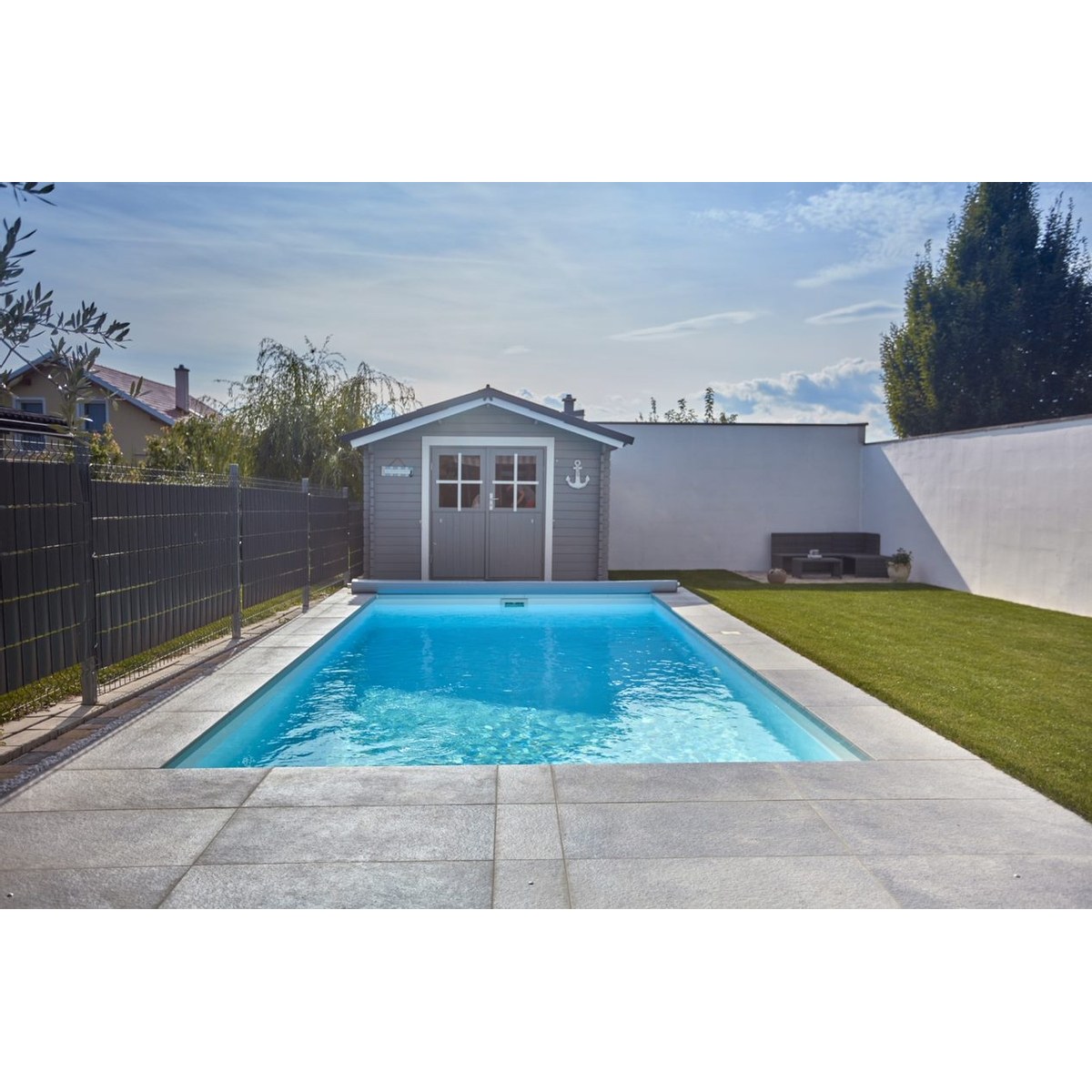 Piscine en polypropylène avec escalier d'angle - 4,50 x 3,10 x 1,50 m