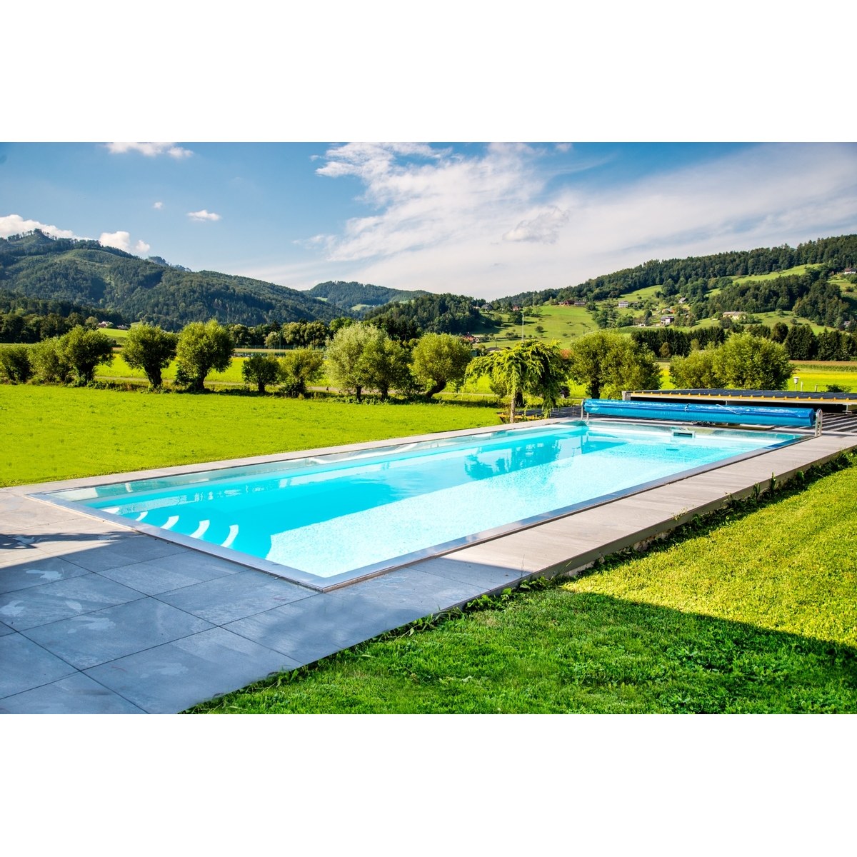 Piscine en polypropylène avec escalier d'angle - 6,10 x 3,10 x 1,50 m