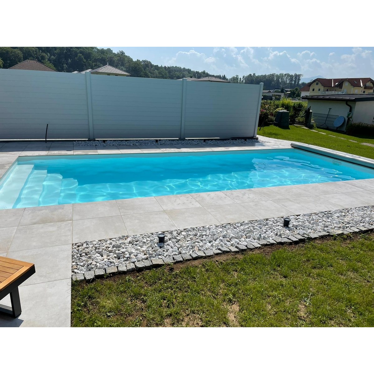 Piscine en polypropylène avec escalier pleine largeur - 6,10 x 3,10 x 1,50 m