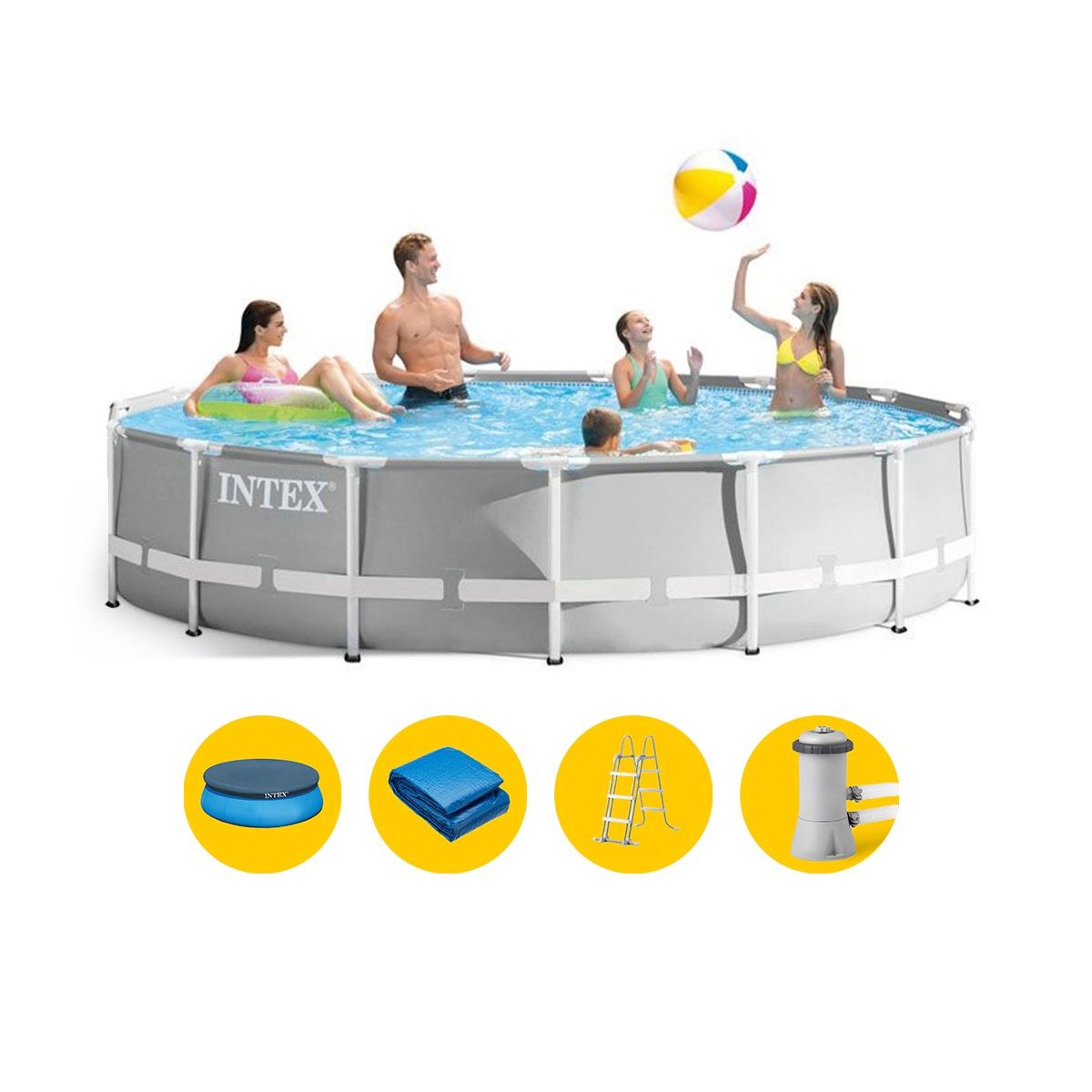 Piscine Intex Prism Frame - 457 x 122 cm - avec pompe de filtration et accessoires
