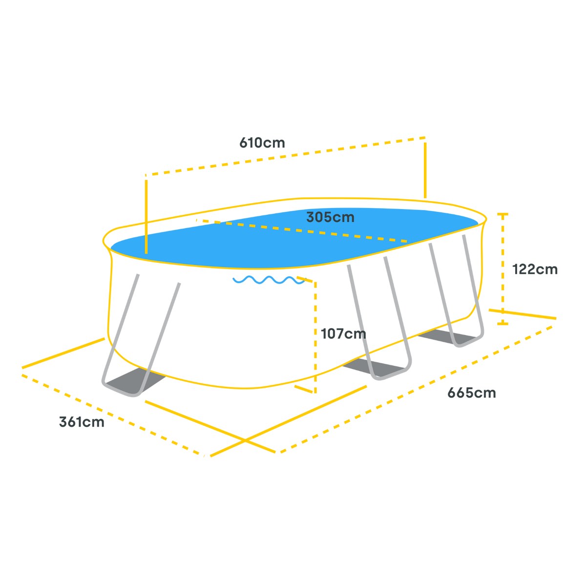 Piscine Intex Prism Frame - 610 x 305 x 122 cm - avec pompe de filtration et accessoires