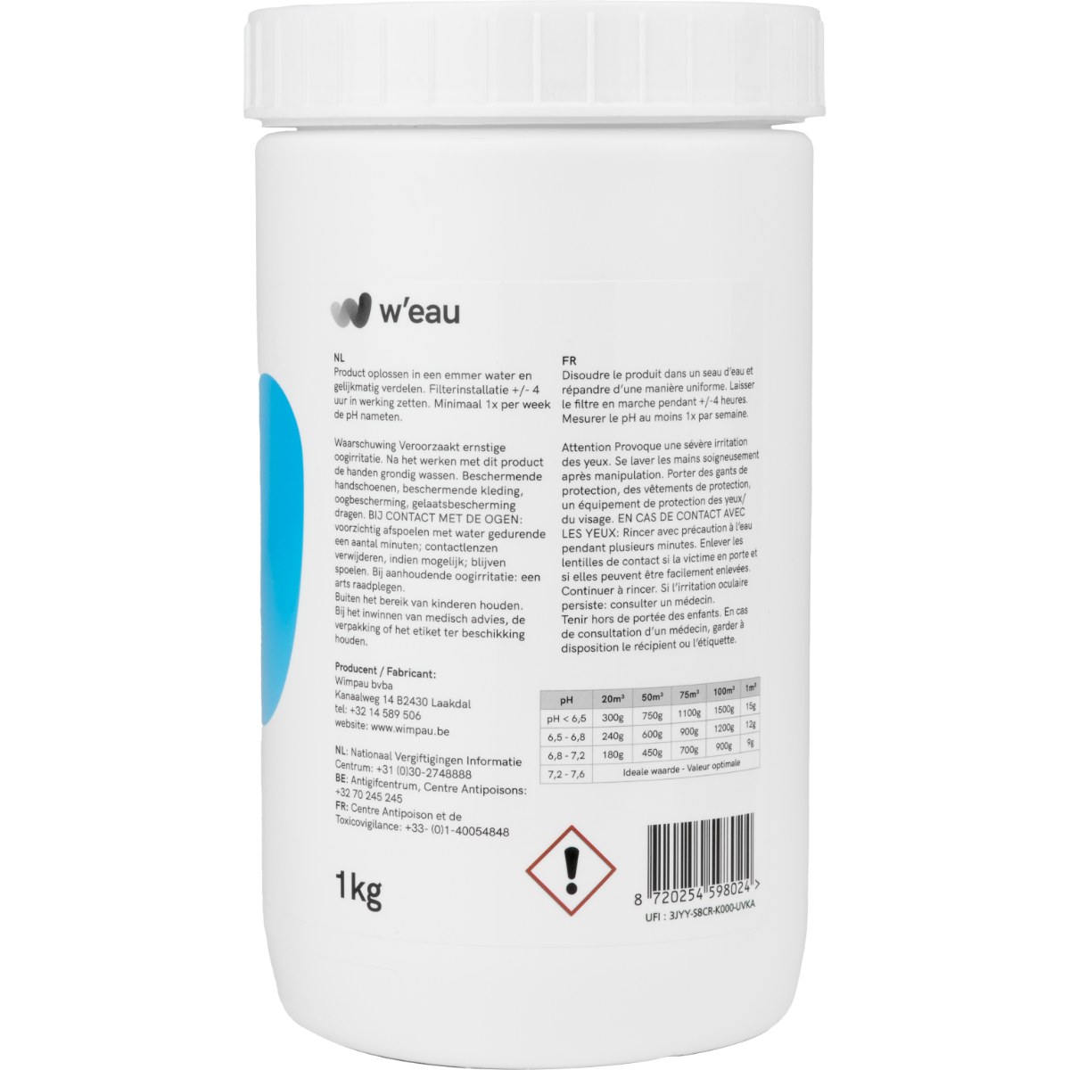 Poudre W'eau pH plus - 1 kg